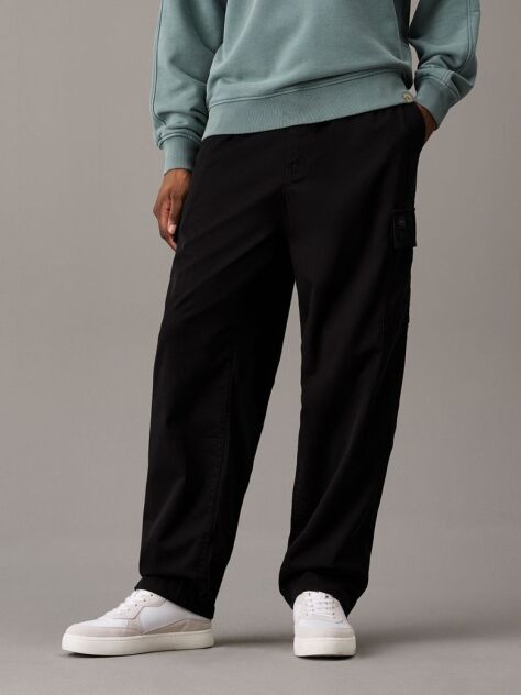 Black Cotton Twill Cargo Pants  Men