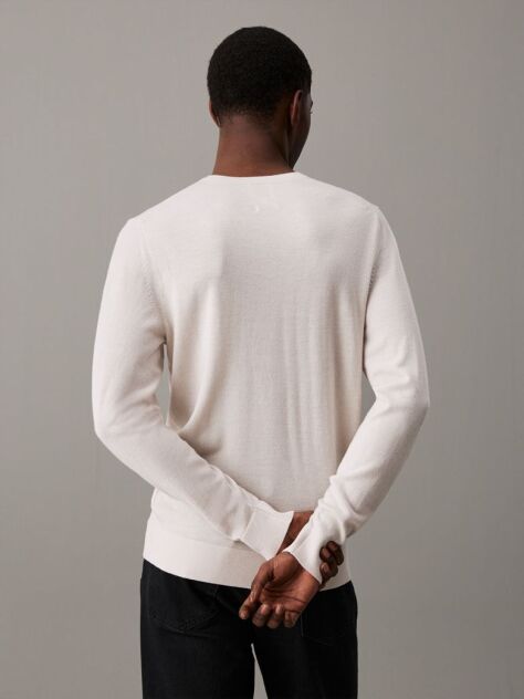 Beige Merino Wool Jumper  Men