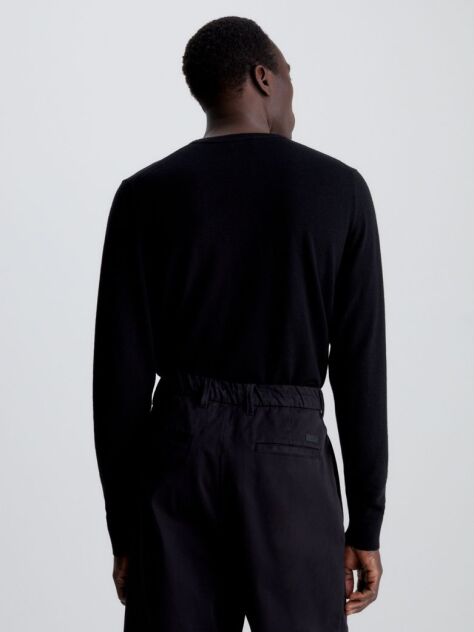 Black Merino Wool Jumper  Men