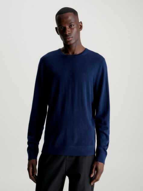 Blue Merino Wool Jumper  Men