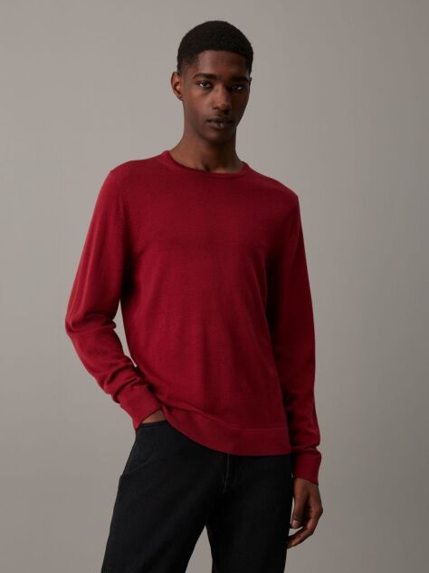 Red Merino Wool Jumper  Men