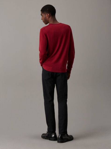 Red Merino Wool Jumper  Men
