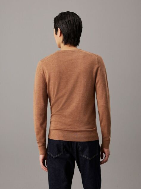 Brown Merino Wool Jumper  Men