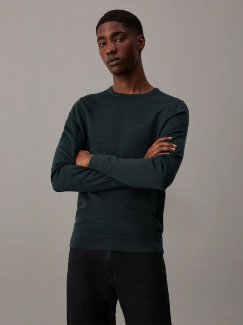 Green Merino Wool Jumper  Men