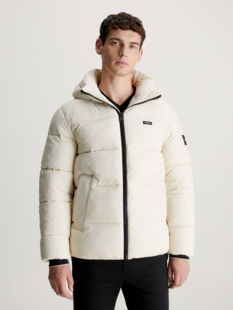 Beige Recycled Nylon Puffer Jacket  Men