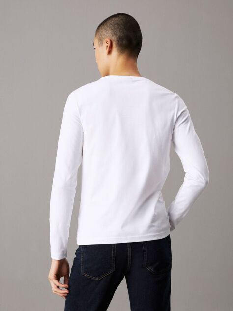 White Slim Stretch Long Sleeve T-shirt  Men