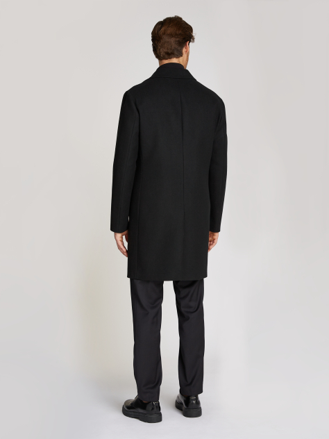 Black 3-In-1 Wool Blend Coat With Vest  Men