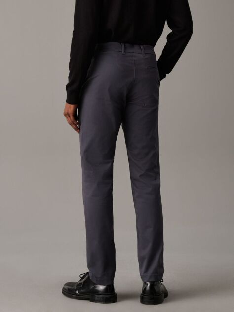 Grey Slim Sateen Chino Trousers  Men
