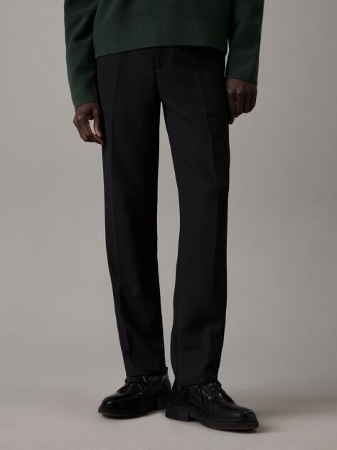 Black Tapered Pleated Knit Trousers  Men