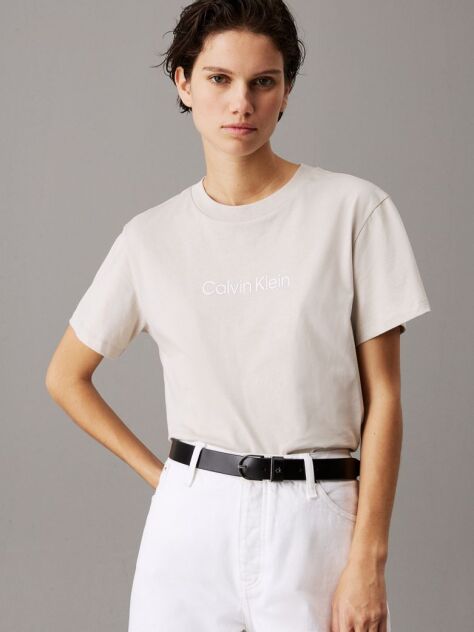 Beige Organic Cotton Logo T-shirt  Women