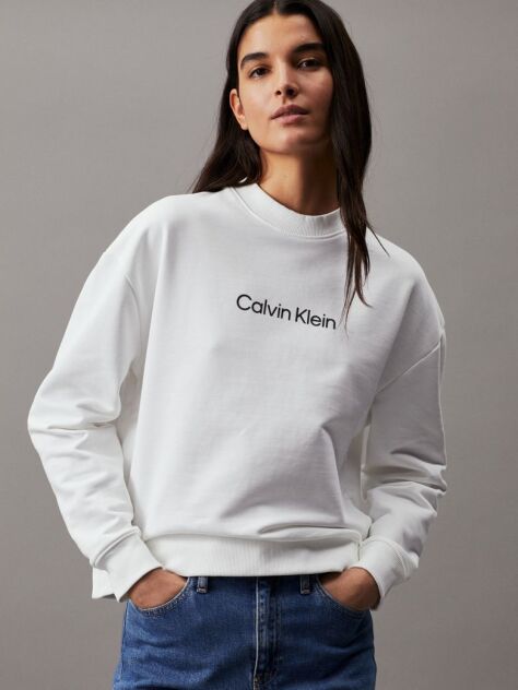 White Cotton Logo Sweatshirt  Women