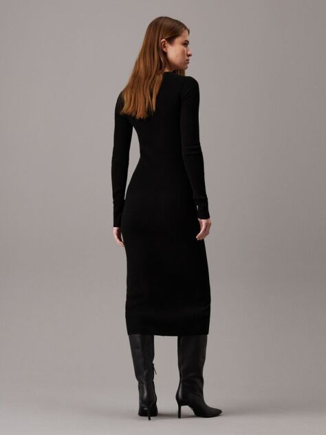 Black Slim Wool Bodycon Dress  Women