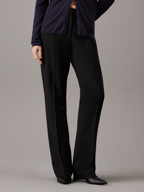 Black Slim Straight Trousers  Women