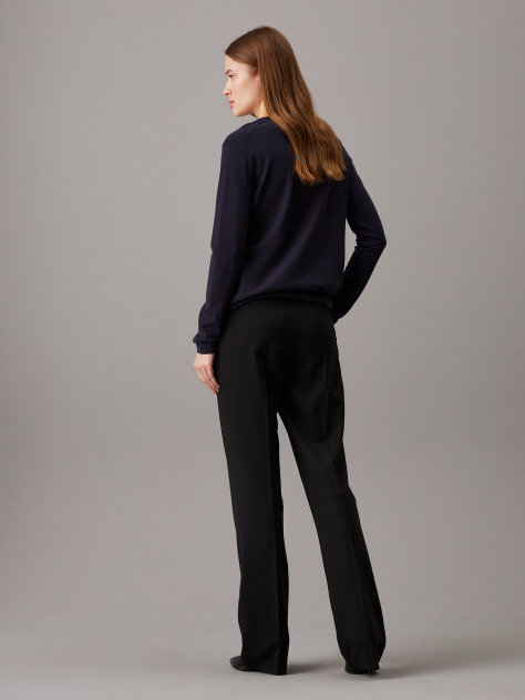 Black Slim Straight Trousers  Women