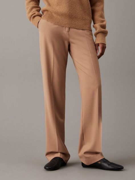 Brown Slim Straight Trousers  Women