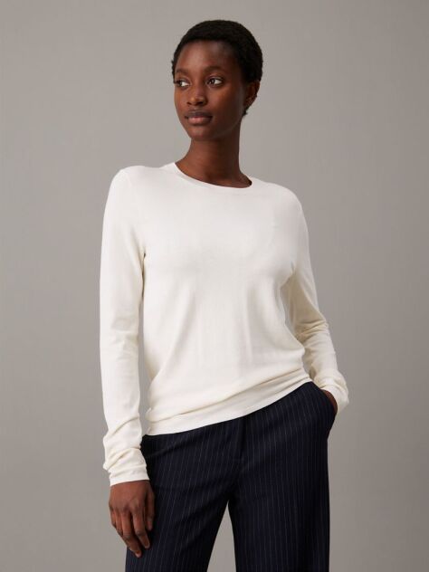 White Viscose Blend Jumper  Women