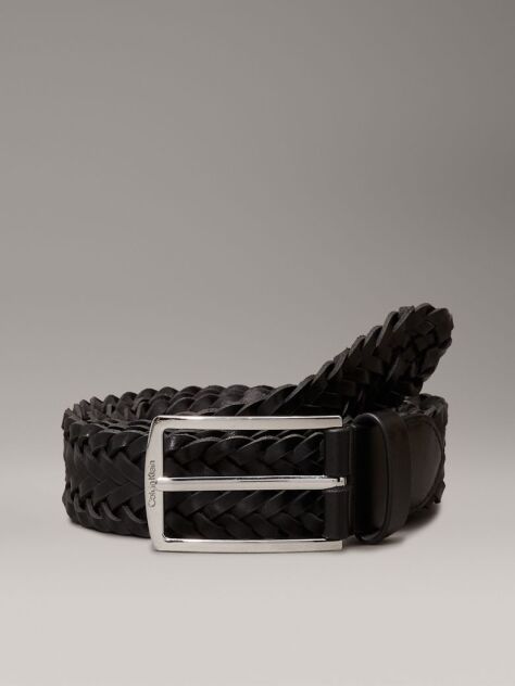Black Braided Leather Belt  Men