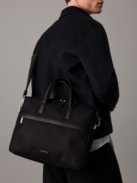 Black Logo Laptop Bag  Men