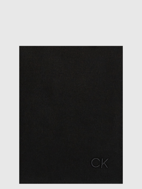 Black CK Embroidered Wool Mix Scarf  Women