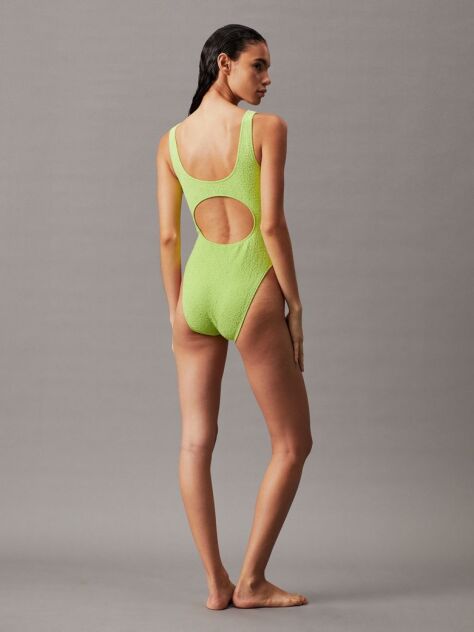 Green Cut Out Swimsuit - CK Monogram Texture  Women