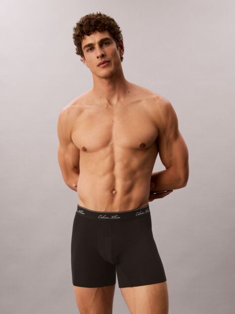 Black 3 Pack Boxer Briefs - Icon Cotton Stretch  Men
