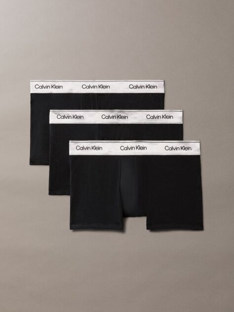 Black 3 Pack Trunks - Icon Cotton Stretch  Men