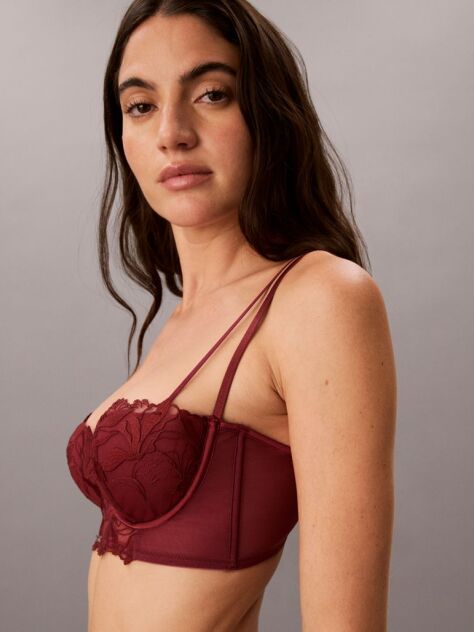 Red Lightly Lined Balconette - CK Black Floral Lace  Women