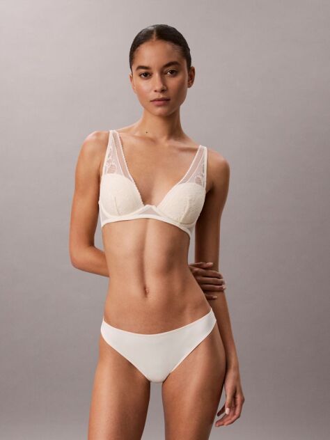 White Lightly Lined Plunge Bra - Signature Stretch Lace  Women