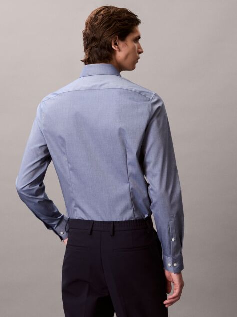Blue Slim Stretch Dress Shirt  Men