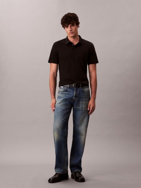 Black Supima Cotton Polo Shirt  Men