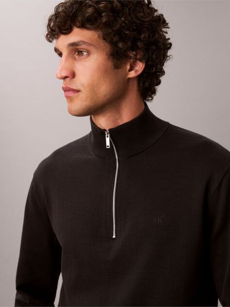 Black Quarter Zip Jumper  Men