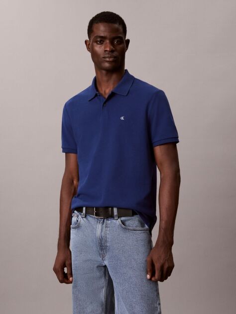 Blue Cotton Piqué Polo Shirt  Men