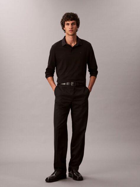 Black Long Sleeve Polo Shirt  Men