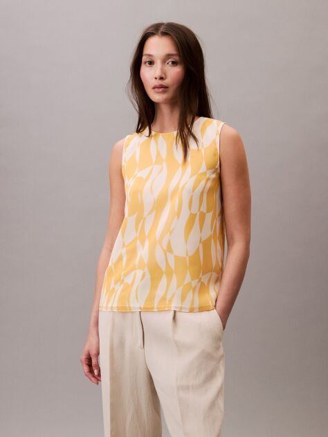 Orange Sleeveless Chiffon Top  Women
