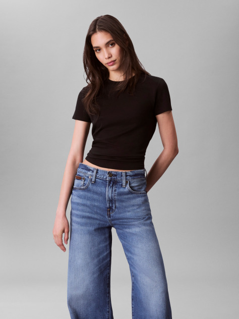 Black Short Sleeve Supima Crewneck T-Shirt  Women