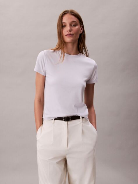 White Short Sleeve Supima Crewneck T-Shirt  Women