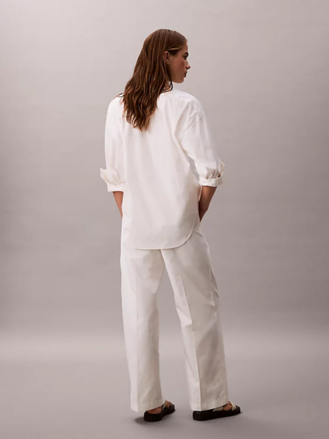 White Cotton Relaxed Pants  Women