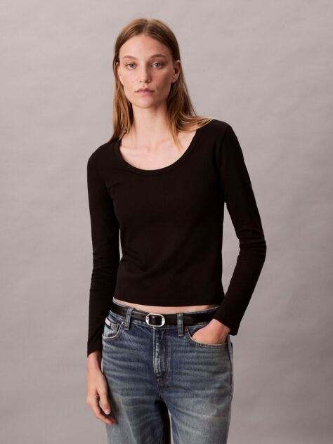 Black Scoop Neck Top  Women