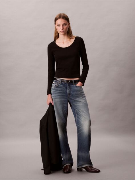 Black Scoop Neck Top  Women