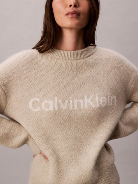 White Alpaca Blend Logo Jumper  Women