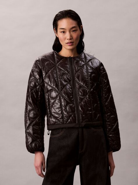 Black Reversible Logo Quilted Jacket  Women