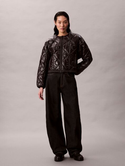 Black Reversible Logo Quilted Jacket  Women