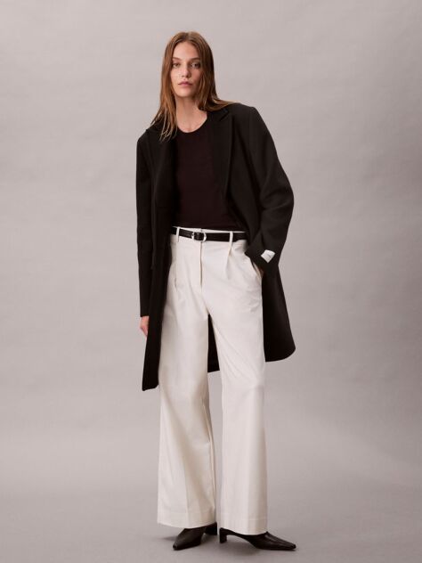Black Wool Blend Tailored Coat  Women