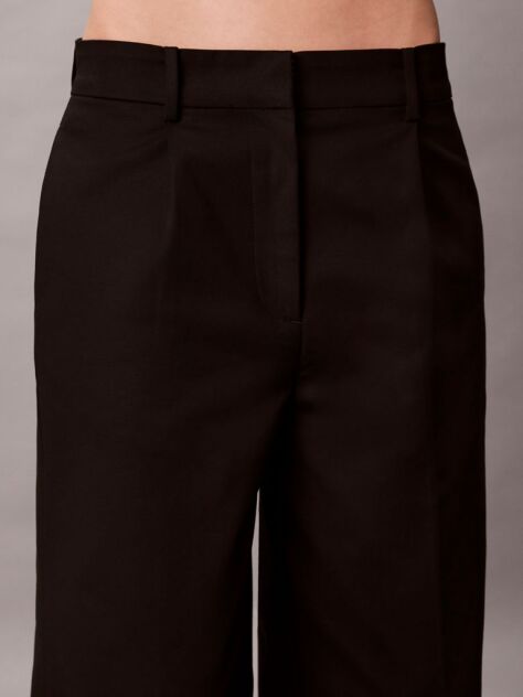 Black Wide Leg Chino Trousers  Women