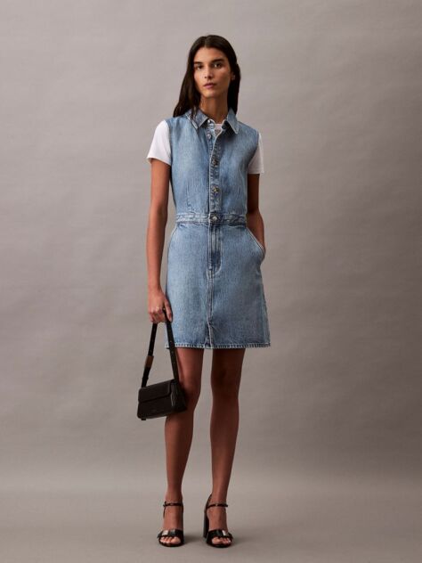 Denim Αμάνικο Denim Μίνι Φόρεμα  Γυναίκα