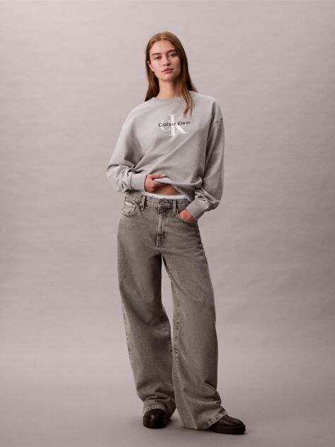 Grey Cropped Monogram Sweatshirt  Women