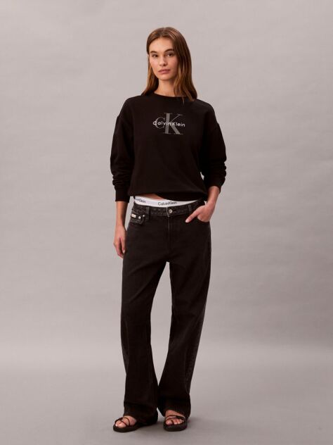 Black Cropped Monogram Sweatshirt  Women