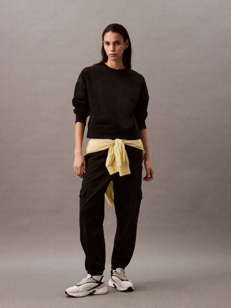 Black Relaxed Cotton Terry Sweatshirt  Women