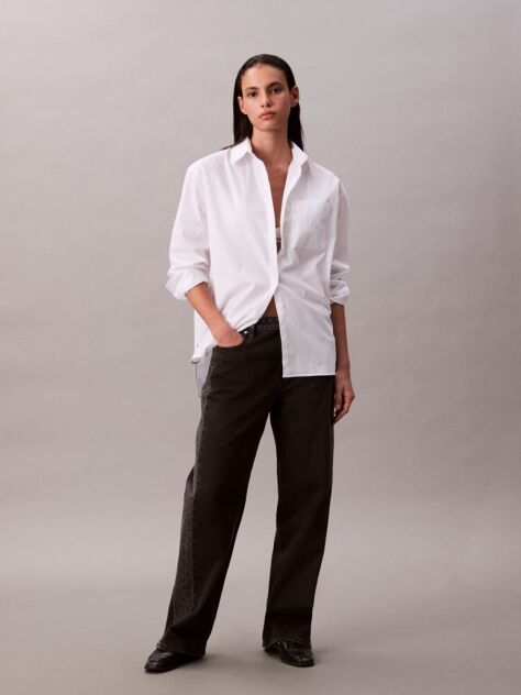 White Relaxed Poplin Shirt  Women