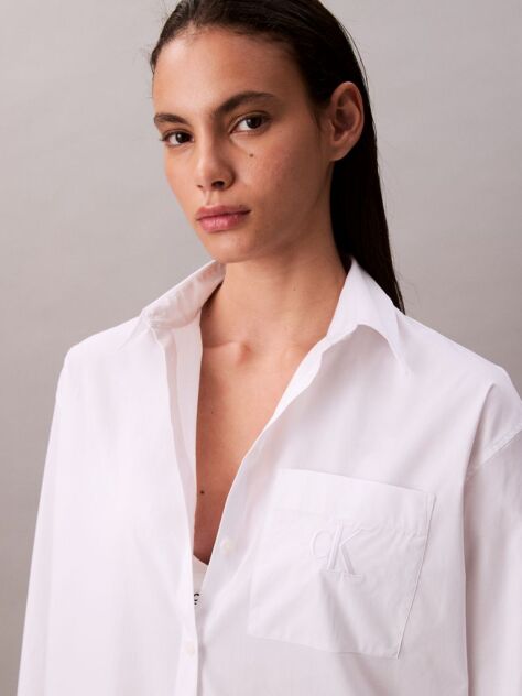 White Relaxed Poplin Shirt  Women